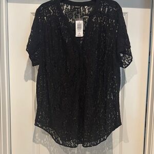 Torrid Black Lace Short Sleeve Blouse
